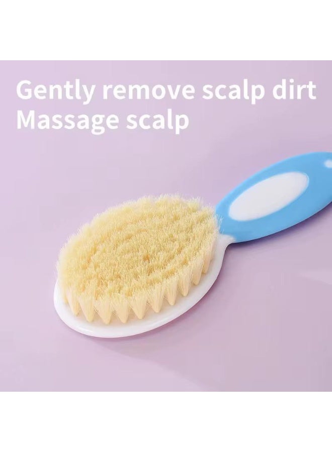 CHICCO Baby Hair Brush and Comb Set for Newborns & Toddlers | Natural Soft Goat Bristles | Ideal for Cradle Cap | Perfect Baby Registry Gift (BLUE) - Image 2